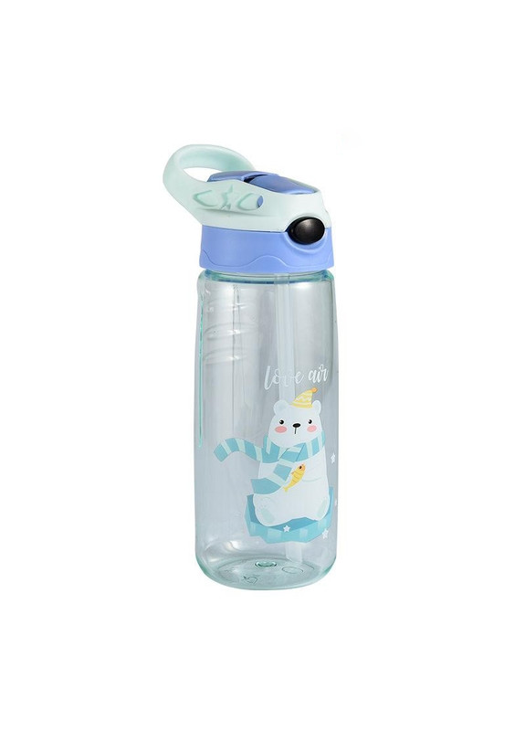 Детская бутылка для воды с трубочкой Tumbler 500 мл, Мишка, голубая More (269462840)