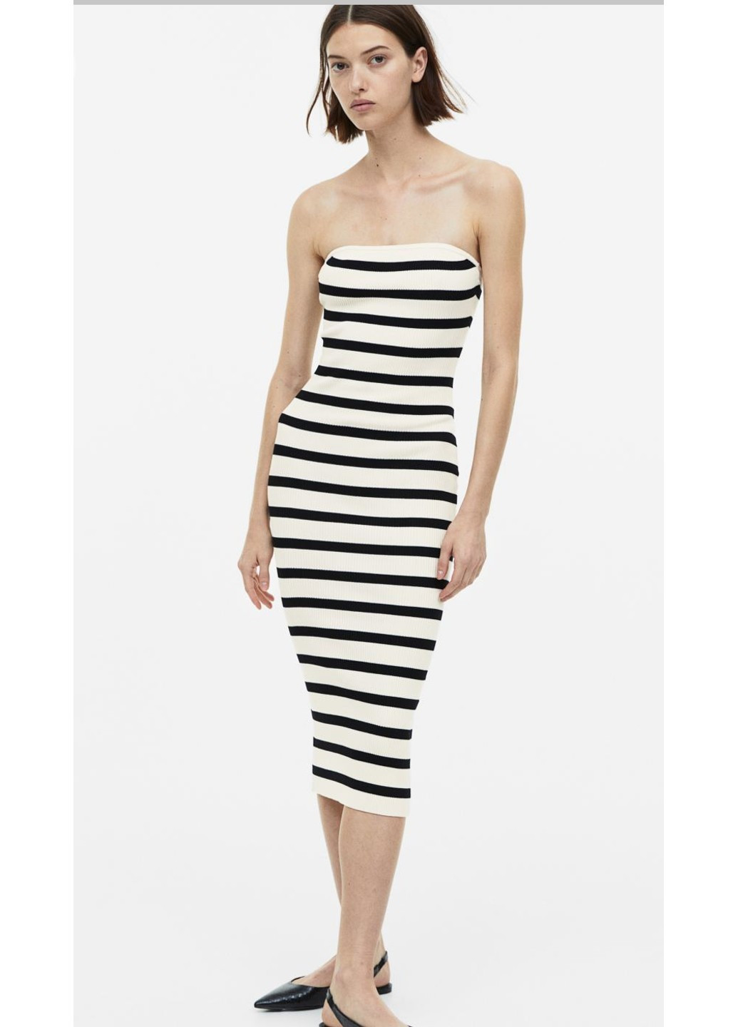Білий кежуал жіноча приталена сукня в полоску (55697)xs біла H&M