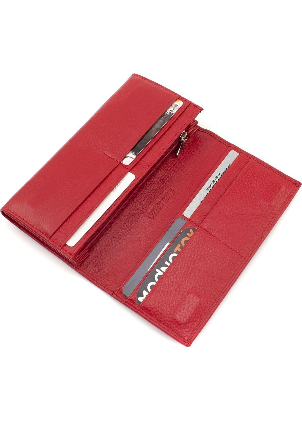 Жіночий гаманець на магнітах шкіряний під багато купюр 18,5х9 MA501-1-Red(17132) червоний Marco Coverna (259752473)