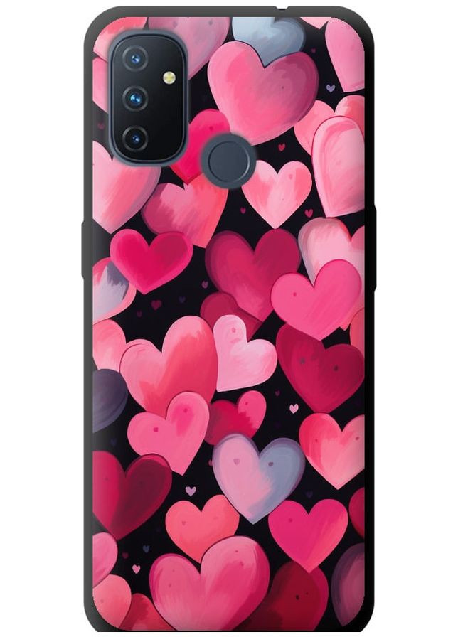 TPU черный чехол 'Сердечки 4' для Endorphone OnePlus Nord N100 (267237743)