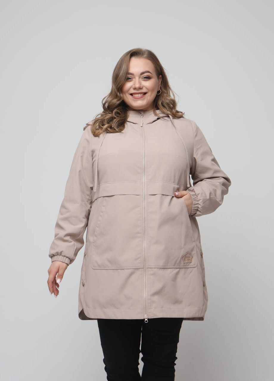 Бежева демісезонна куртка жіноча весняна великого розміру SK