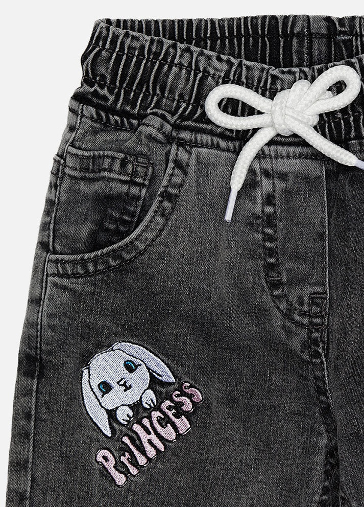 Серые демисезонные джинсы для девочки цвет серый цб-00221966 ALG