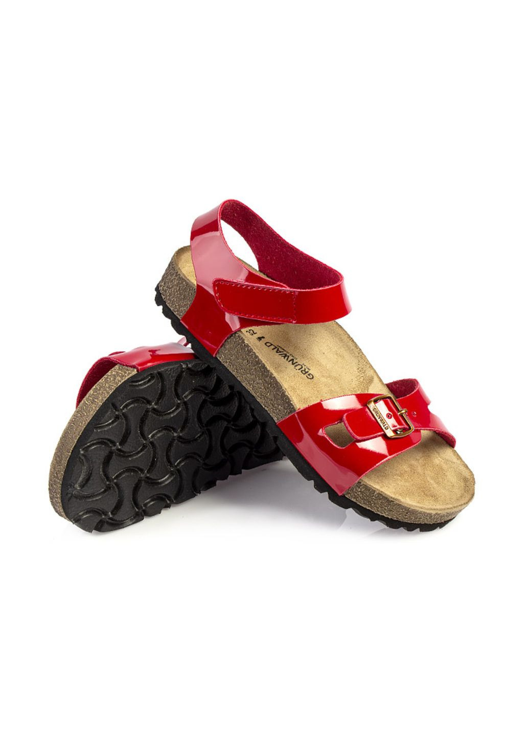 Красные повседневные сандалии детские для девочек бренда 4300007_(1) Grunwald на кнопках