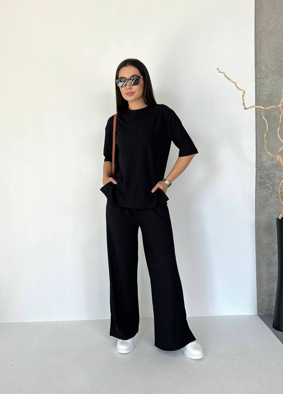 Жіночий повсякденний прогулянковий брючний костюм з двонитки InFashion Костюм (276470079)