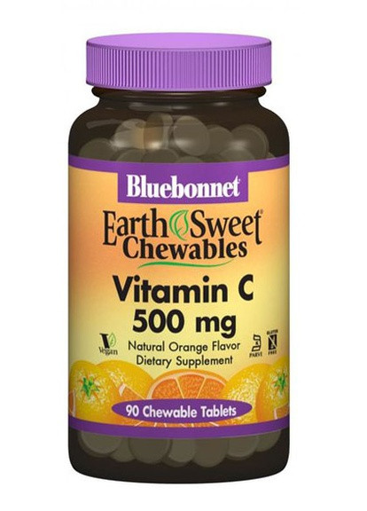 Earth Sweet Chewables Vitamin C 500 mg 90 Chewable Tabs Orange Bluebonnet Nutrition (256722069)