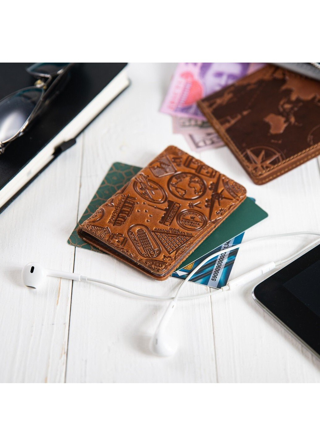 Обкладинка для документів зі шкіри HiArt AD-03 Crystal Ginger Let's Коричневий Hi Art (268371705)