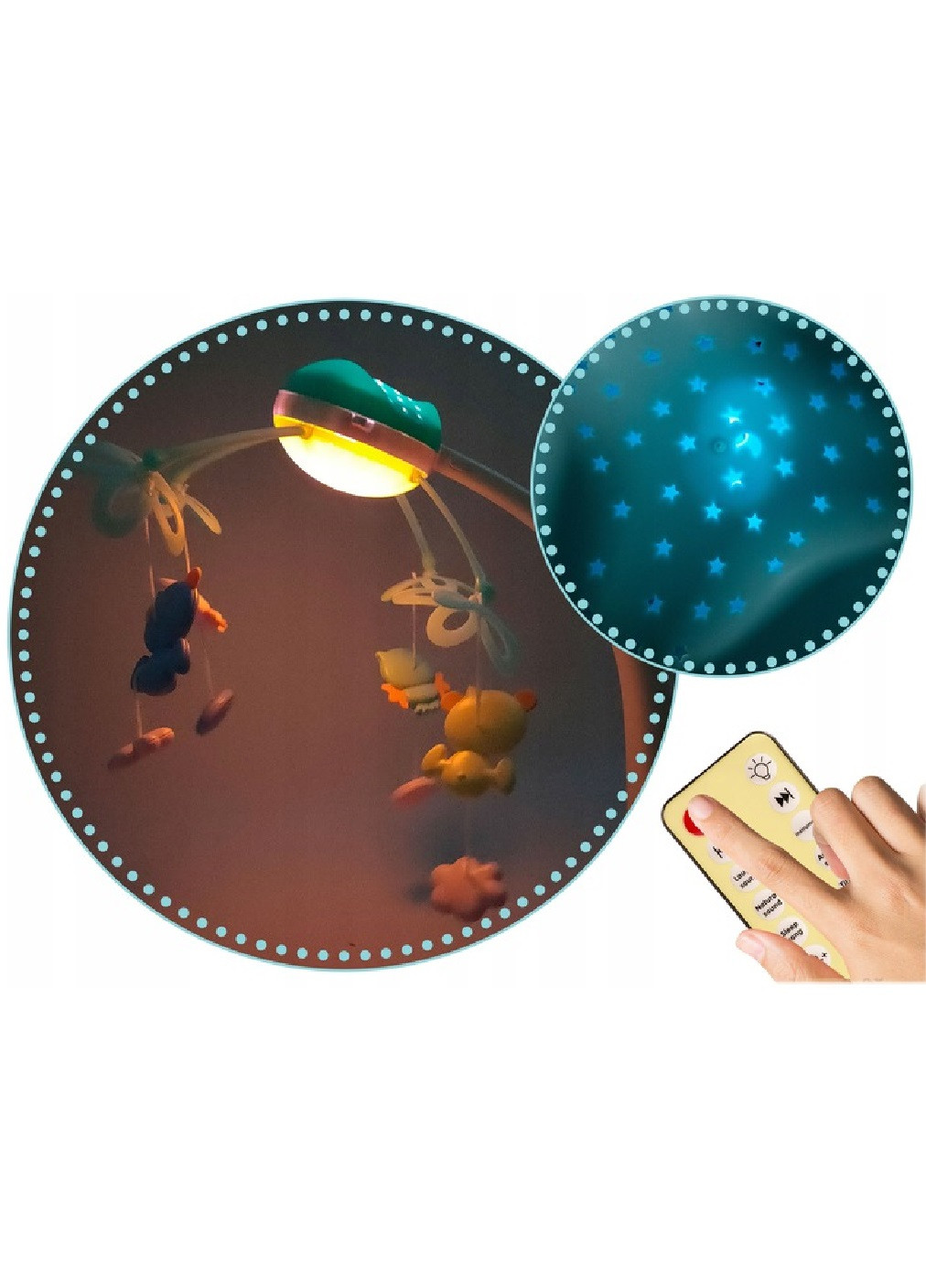 Мобіль на ліжечко з іграшками проектором мелодіями дистанційним керуванням для дітей малюків (475469-Prob) Блакитний Unbranded (267890422)