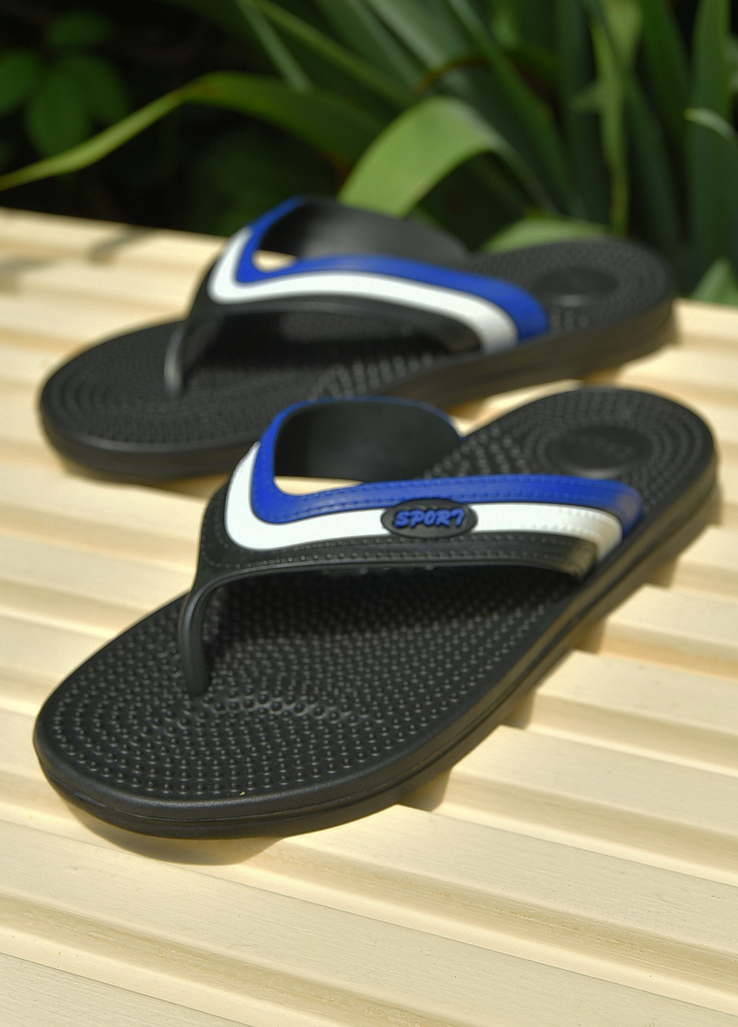 Черные пляжные вьетнамки мужские черного цвета Let's Shop