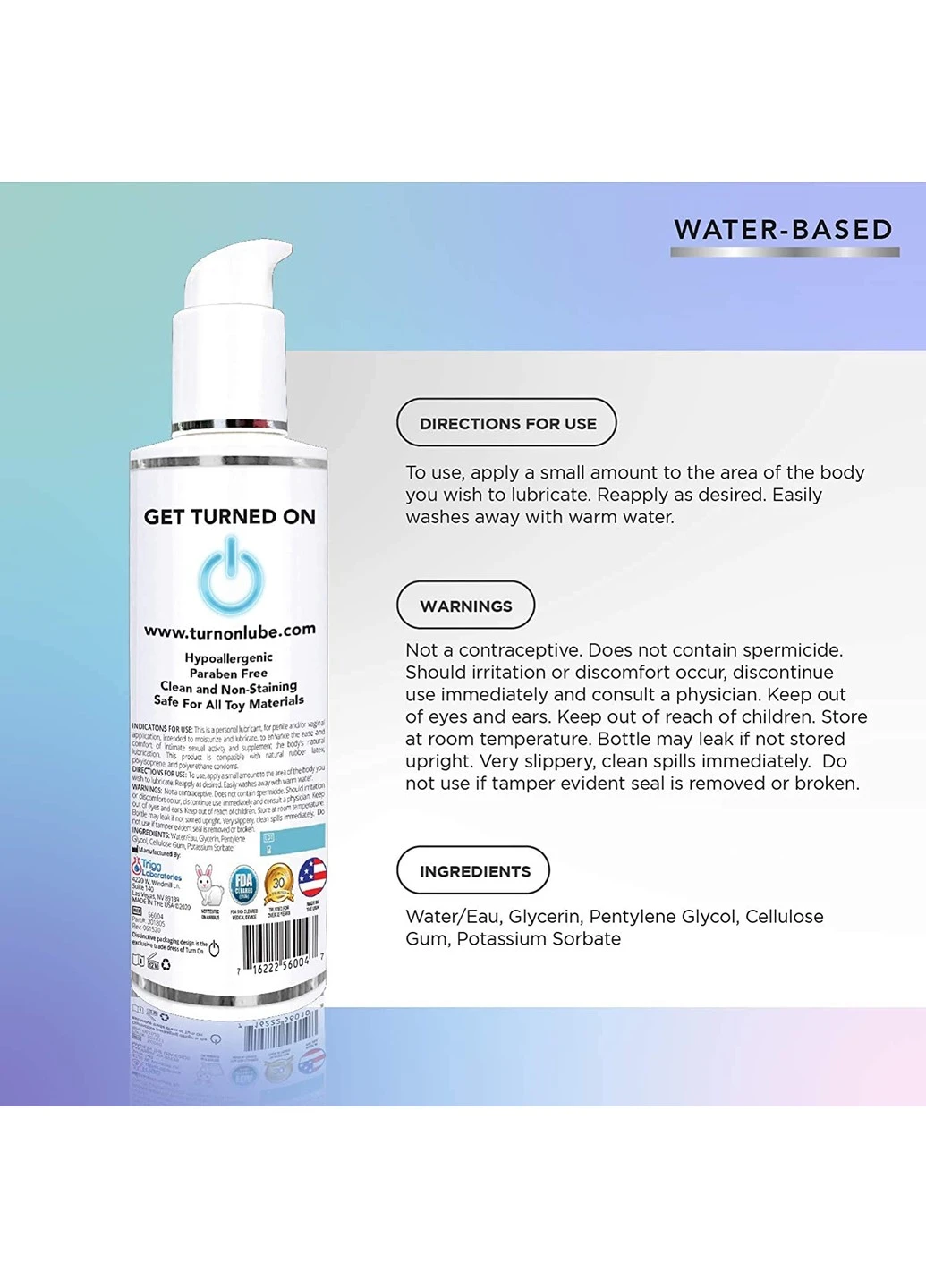 Лубрикант на водной оси Turn on Unflavored Water Based Lube 178 мл Wet (257571940)