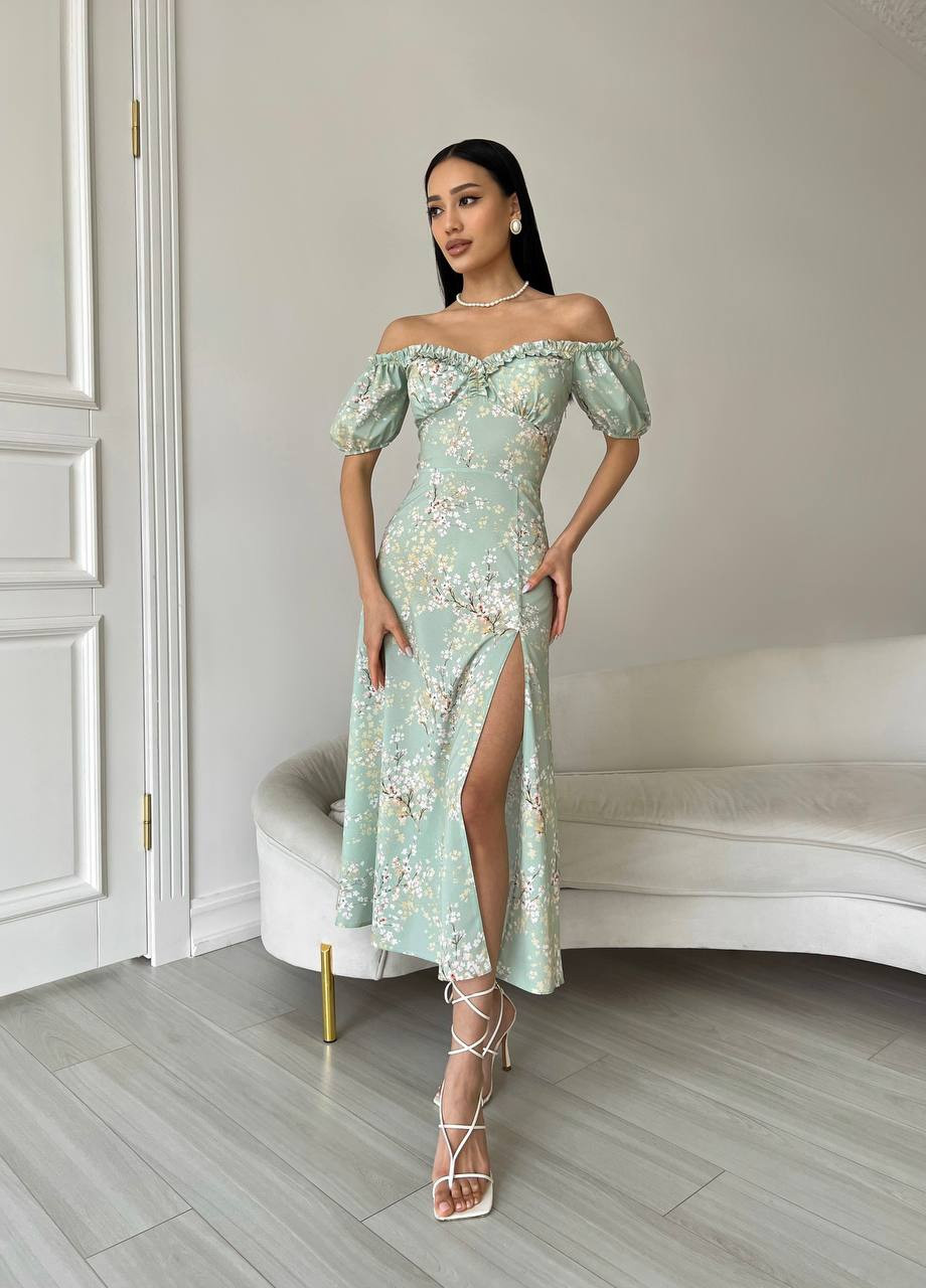 Оливкова жіноча літня сукня міді колір оливковий 437175 New Trend