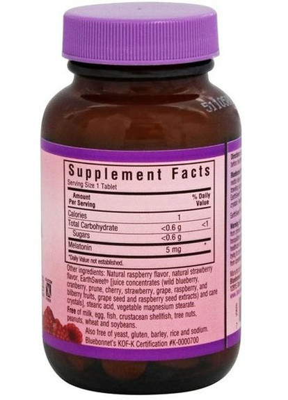 EarthSweet Chewables, Melatonin 5 mg 60 Chewable Tabs Natural Raspberry Flavor BLB0996 Bluebonnet Nutrition (256725580)