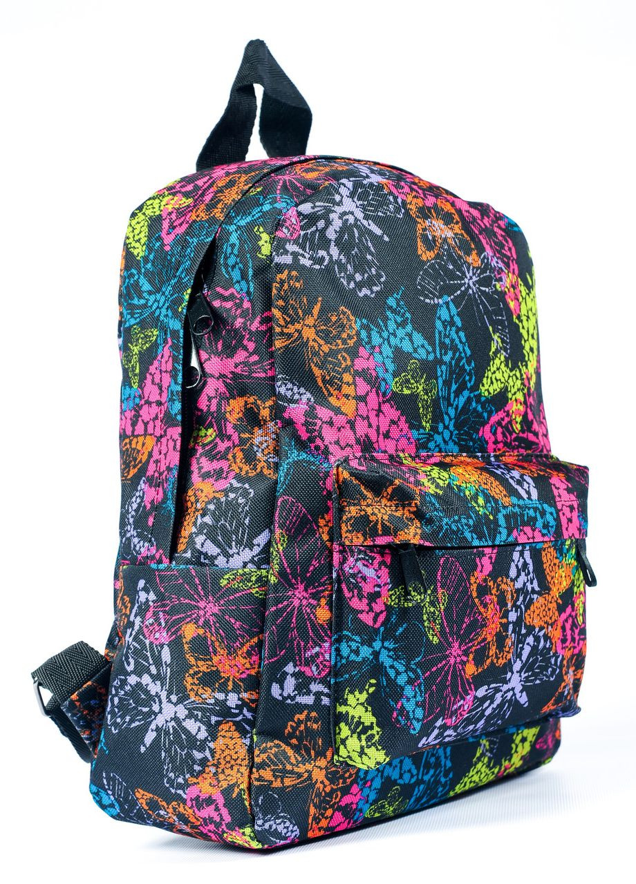 Детский рюкзак черного цвета с принтом бабочки для прогулок городской No Brand (260597019)