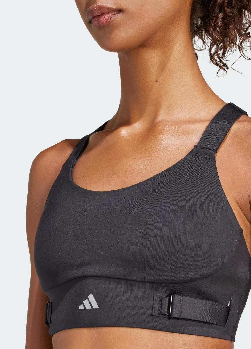 Чёрный спортивный бра fastimpact luxe run high-support adidas интерлок