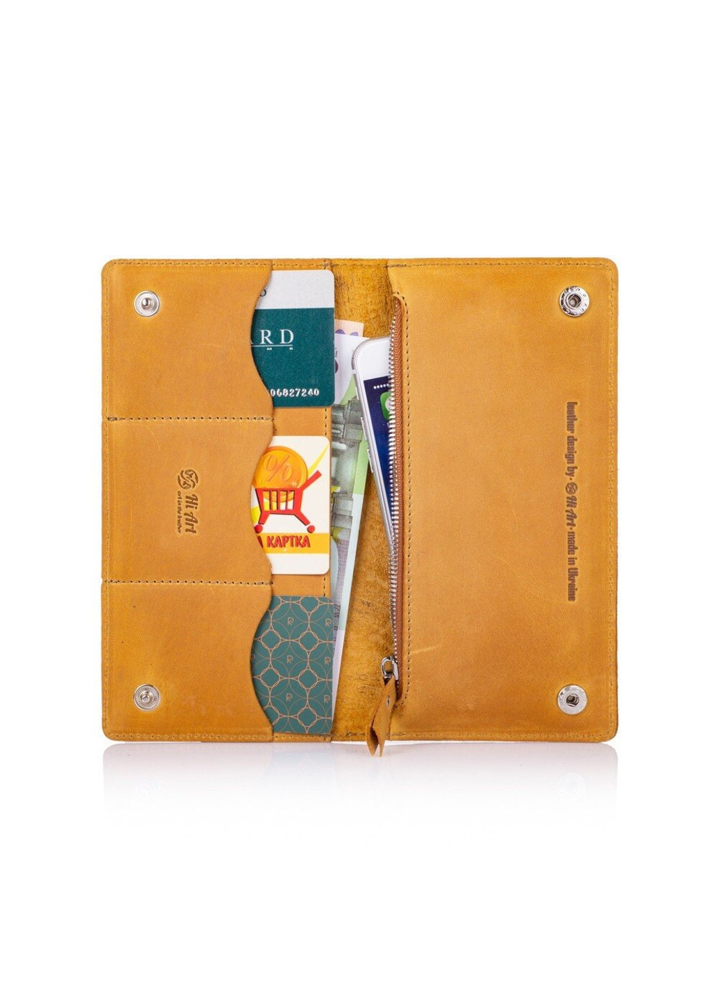 Кожаный бумажник WP-05 Mehendi Art желтый Жёлтый Hi Art (268371291)