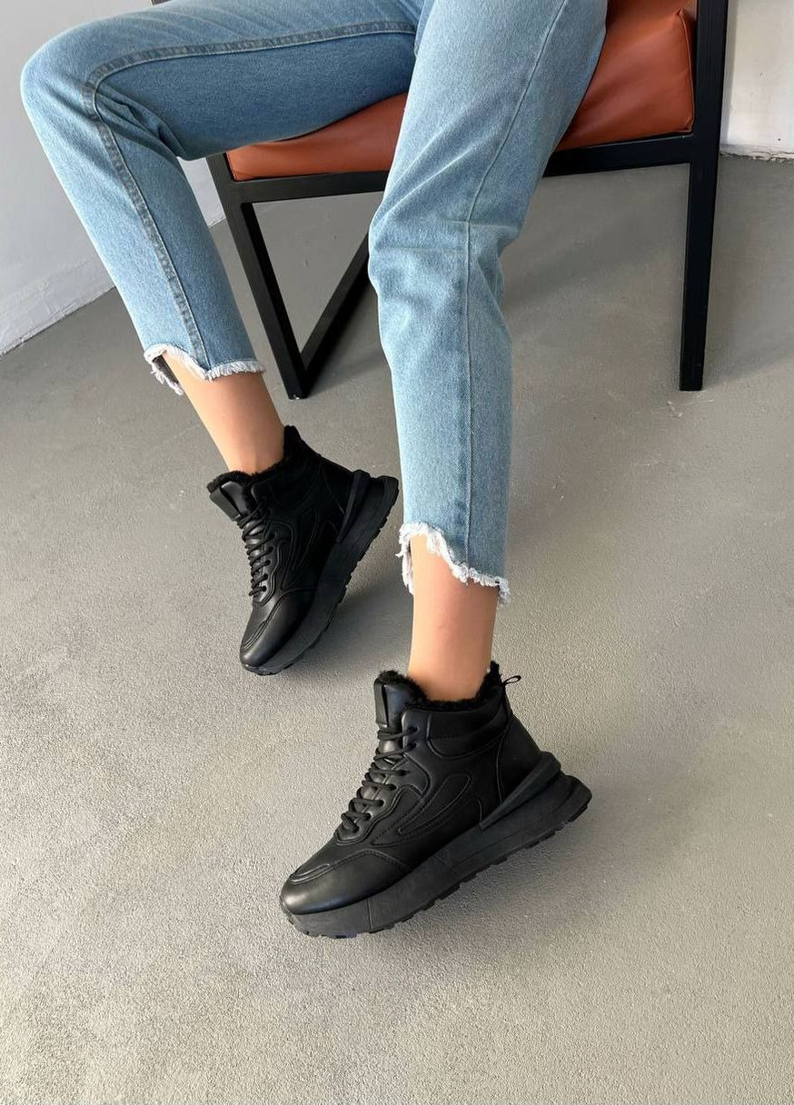 Черные женские кроссовки эко-кожа No Brand