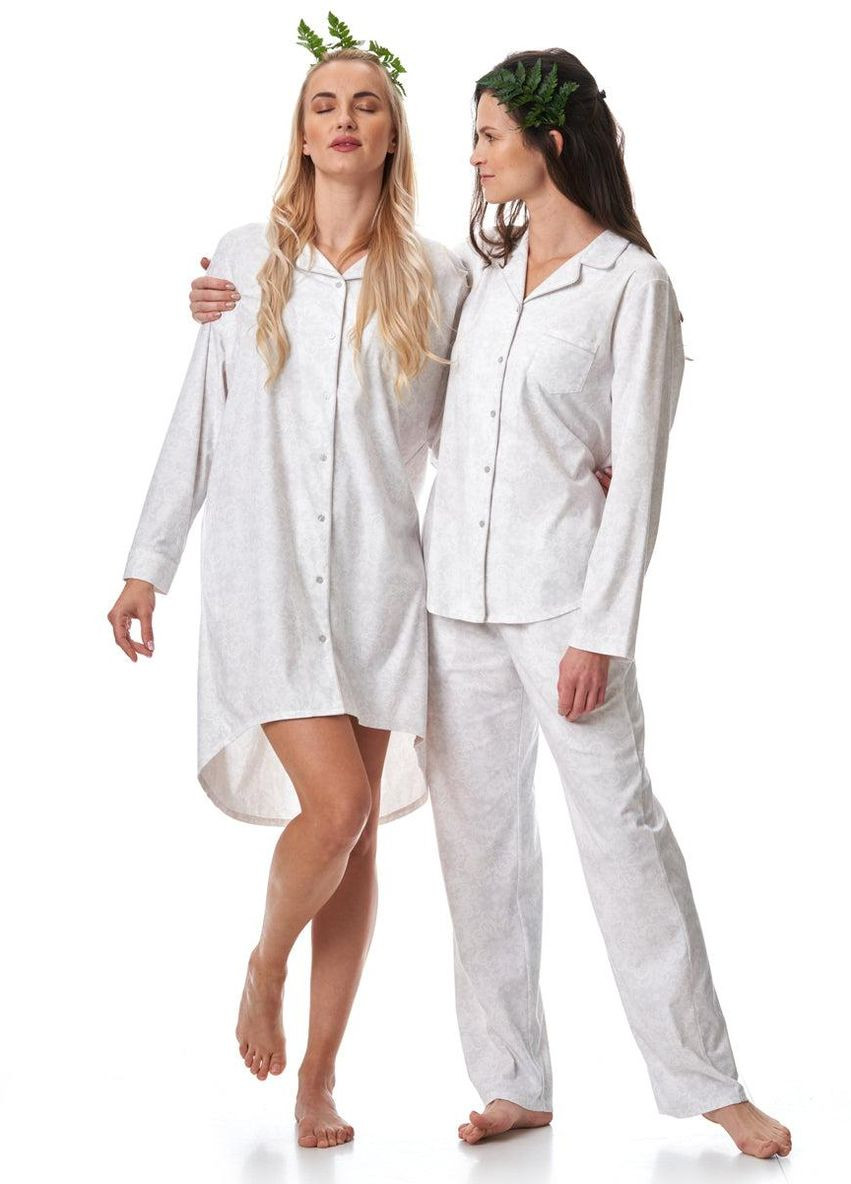 Светло-серая пижама женская (рубашка,брюки) xl белый, серый lns 818 b23 Key
