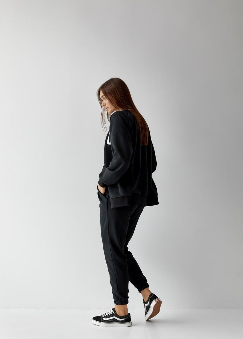 Женский костюм худи+джогеры цвет черный р.L 441454 New Trend (263133757)