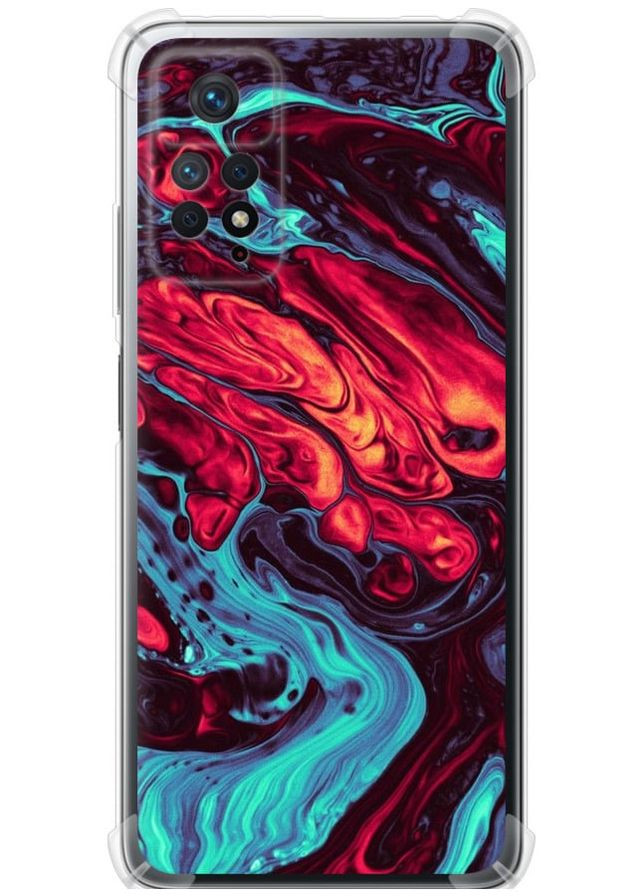 Силіконовий протиударний с посиленими кутами чохол 'Синя червона абстакція' для Endorphone Xiaomi Redmi Note 11 Pro (276314777)