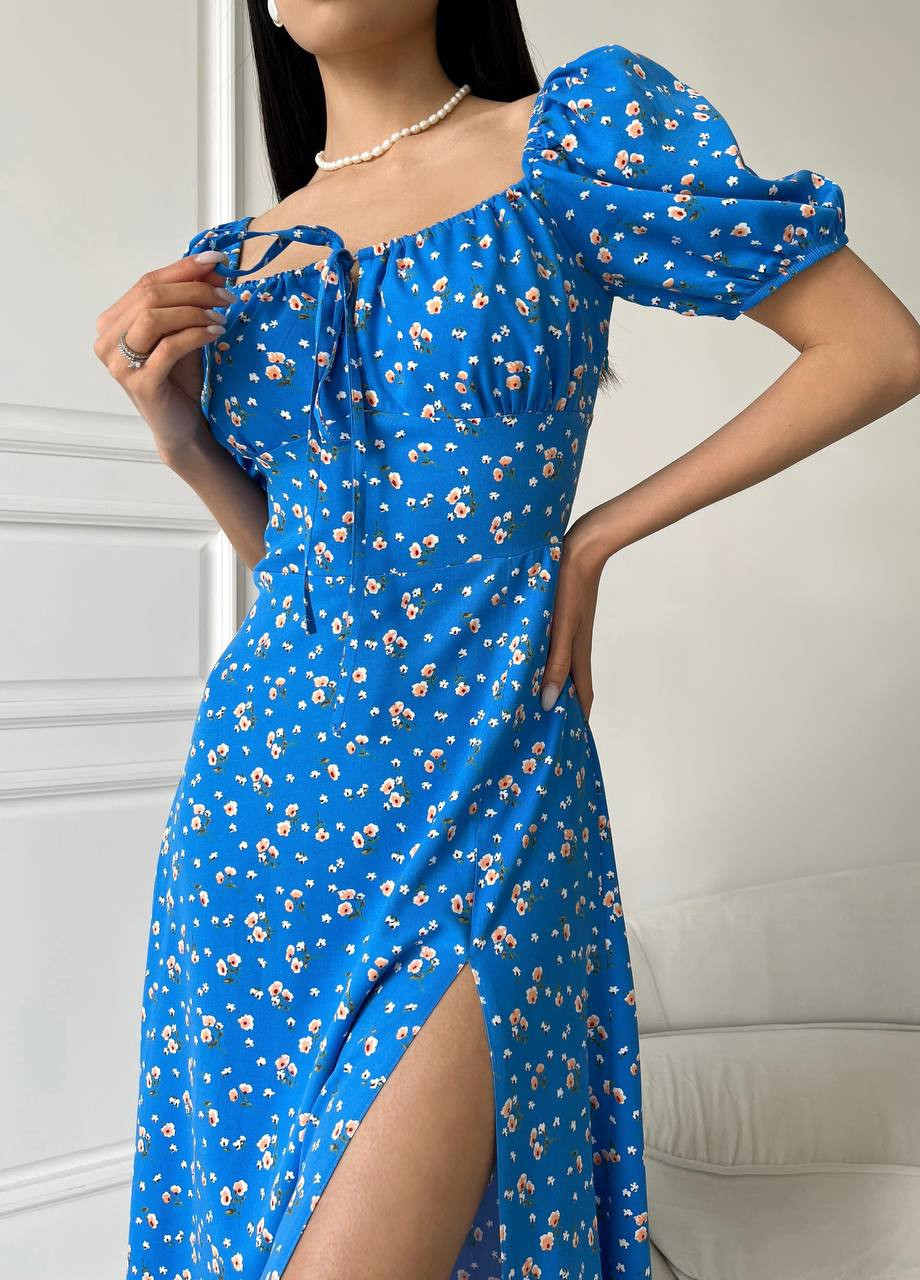 Синее женское летнее платье миди цвет синий 437179 New Trend