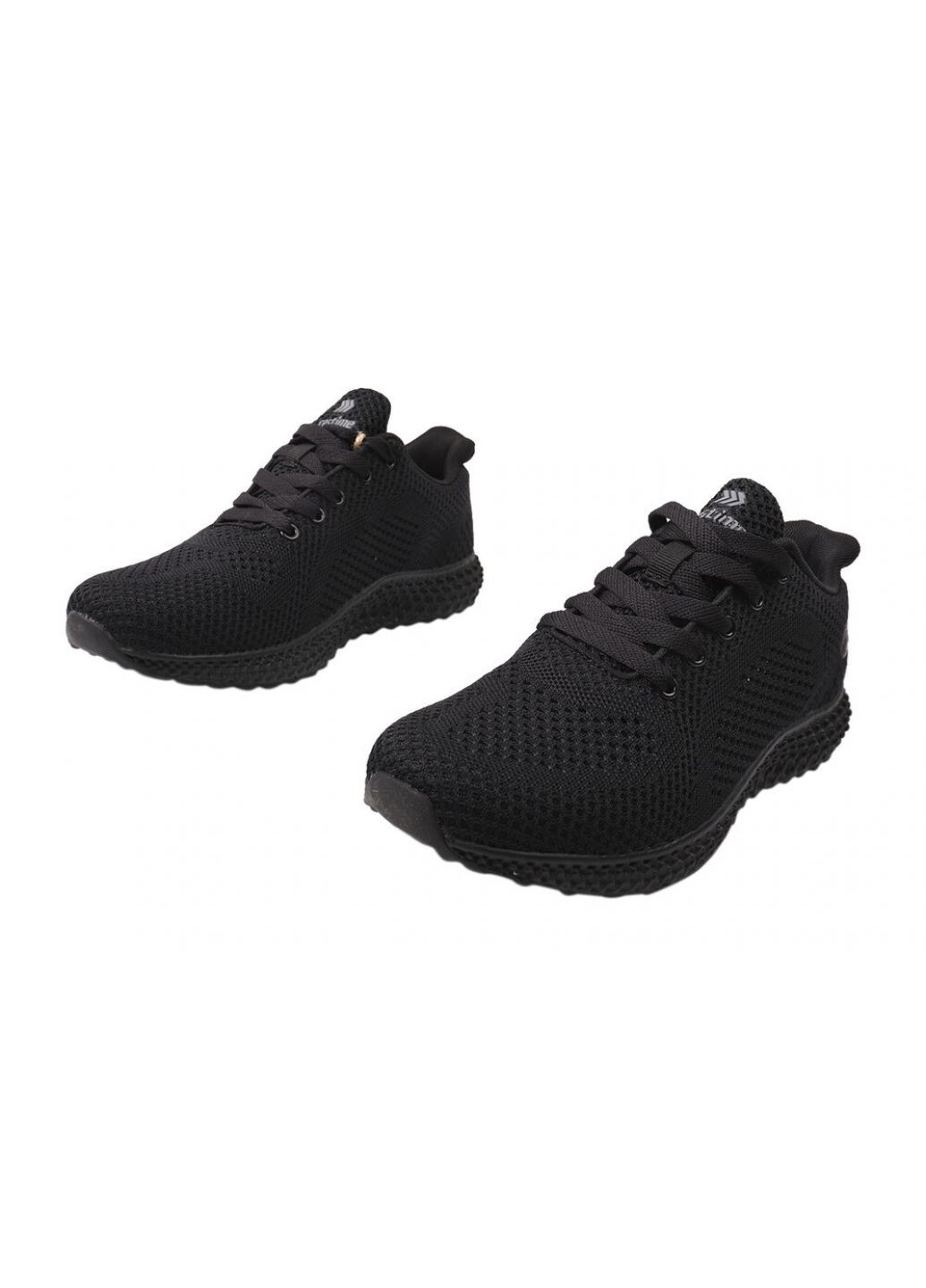 Чорні кросівки чоловічі з текстилю, на низькому ходу, на шнурівці, чорні, україна Restime 143-21/23LK