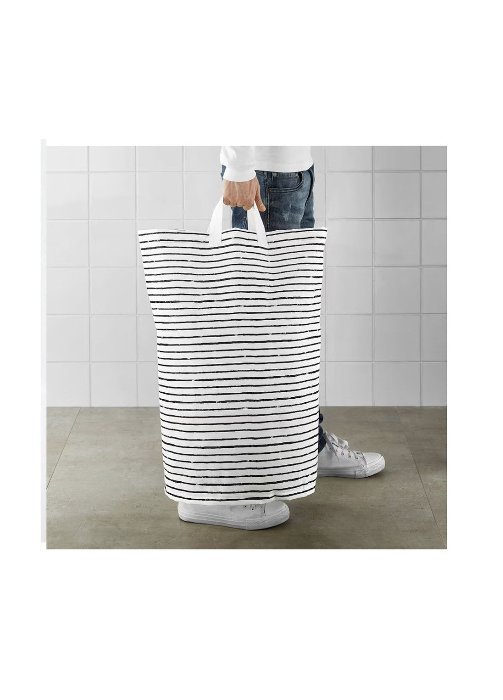 Корзина для белья, белый/черный, 60 л IKEA klunka (258550101)