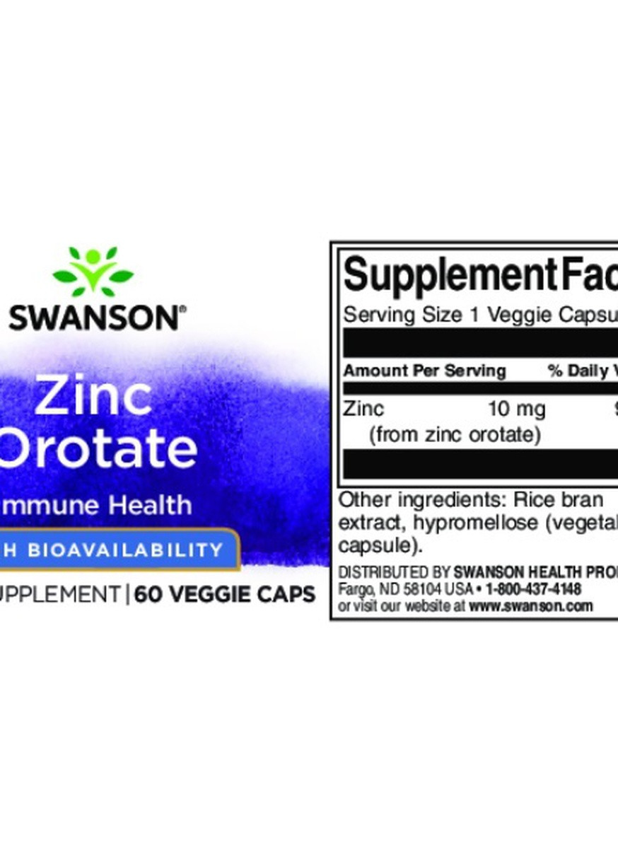 Zinc Orotate 10 mg 60 Veg Caps Swanson (256724679)