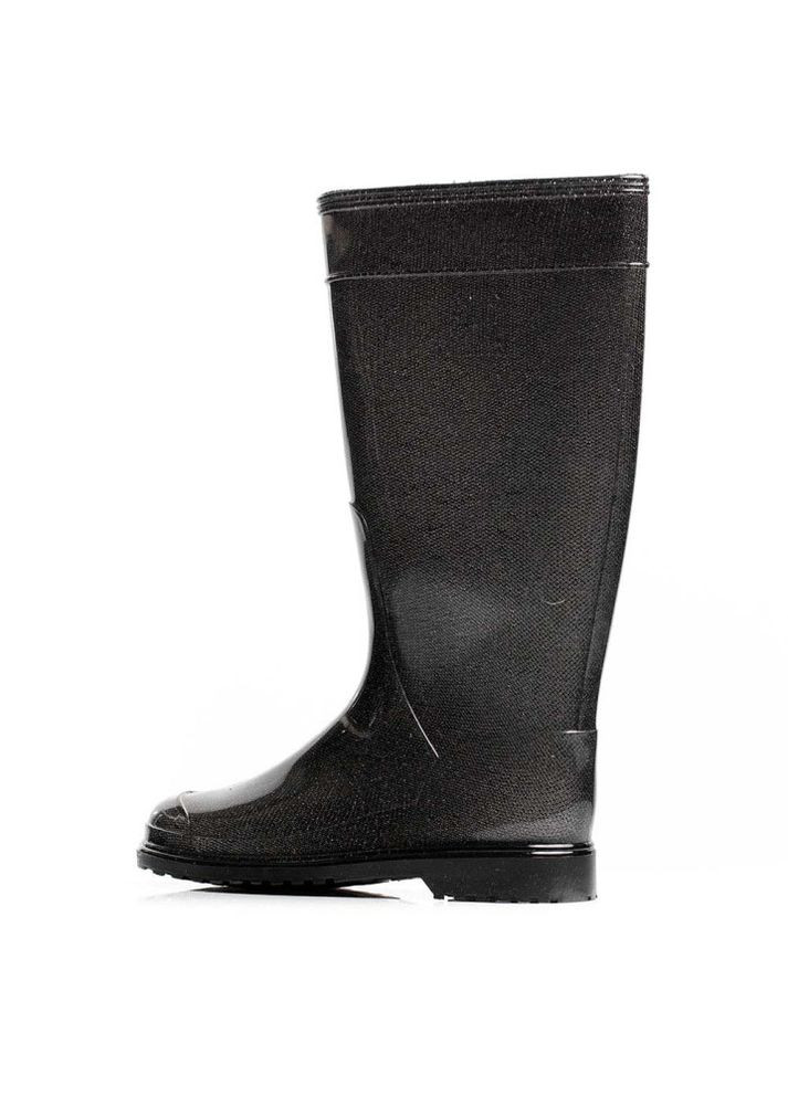 Черные резиновые сапоги глиттер черный Oldcom