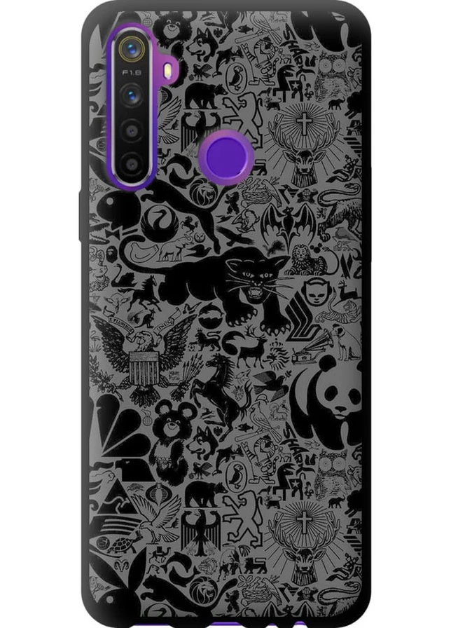 TPU черный чехол 'Чёрно-серый стикер бомбинг' для Endorphone Realme 5 (259322594)