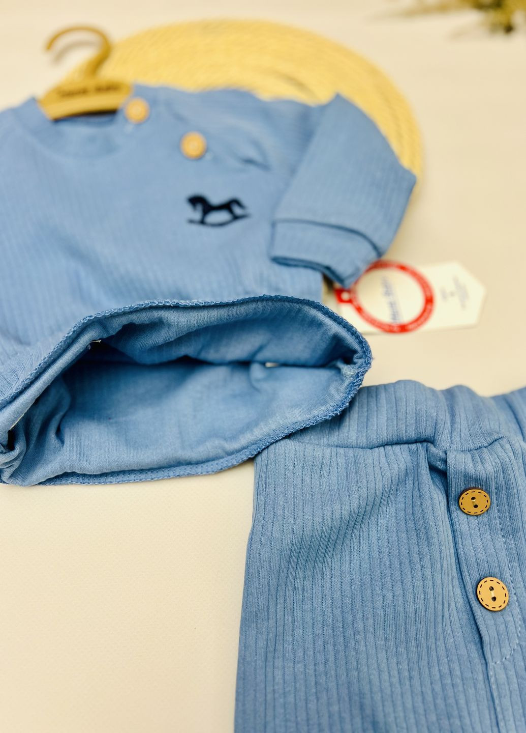 Синій демісезонний костюм для малюків з вишивкою "коник" Murat baby
