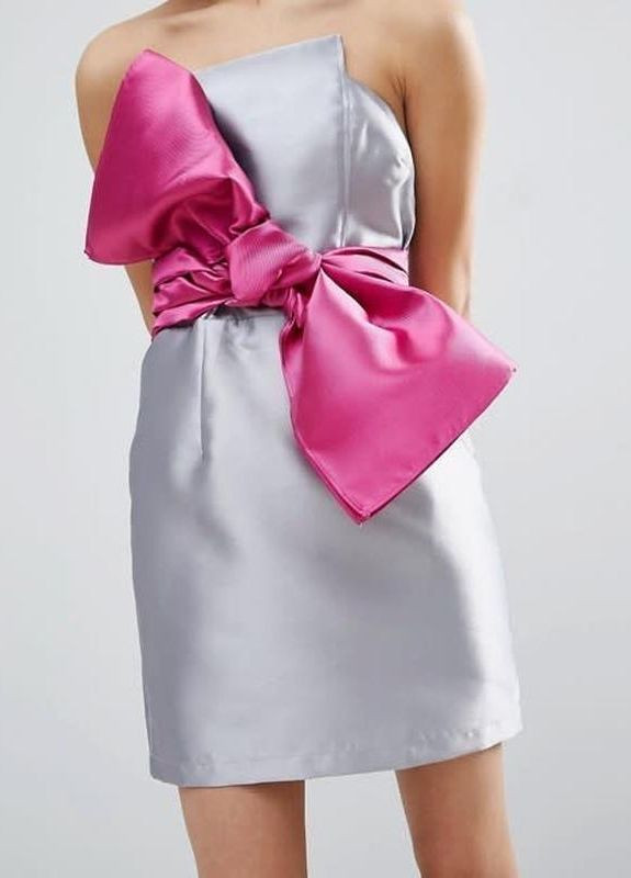 Срібна сукня з бантом Asos