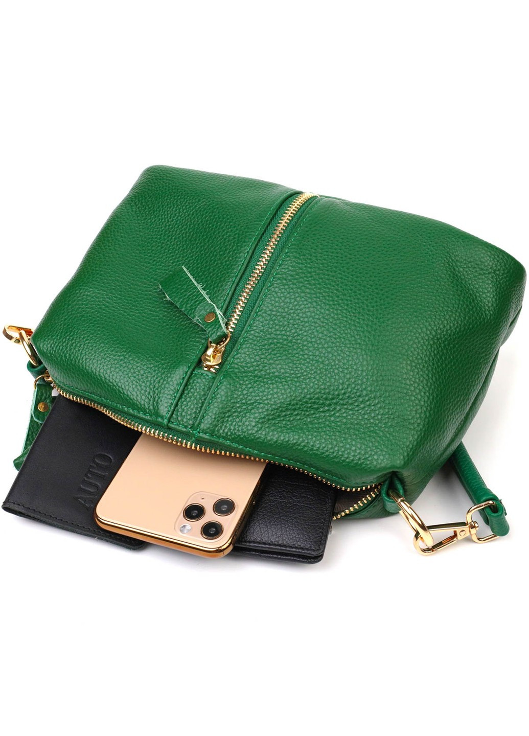 Молодіжна сумка через плече з натуральної шкіри 22097 Зелена Vintage (260360880)
