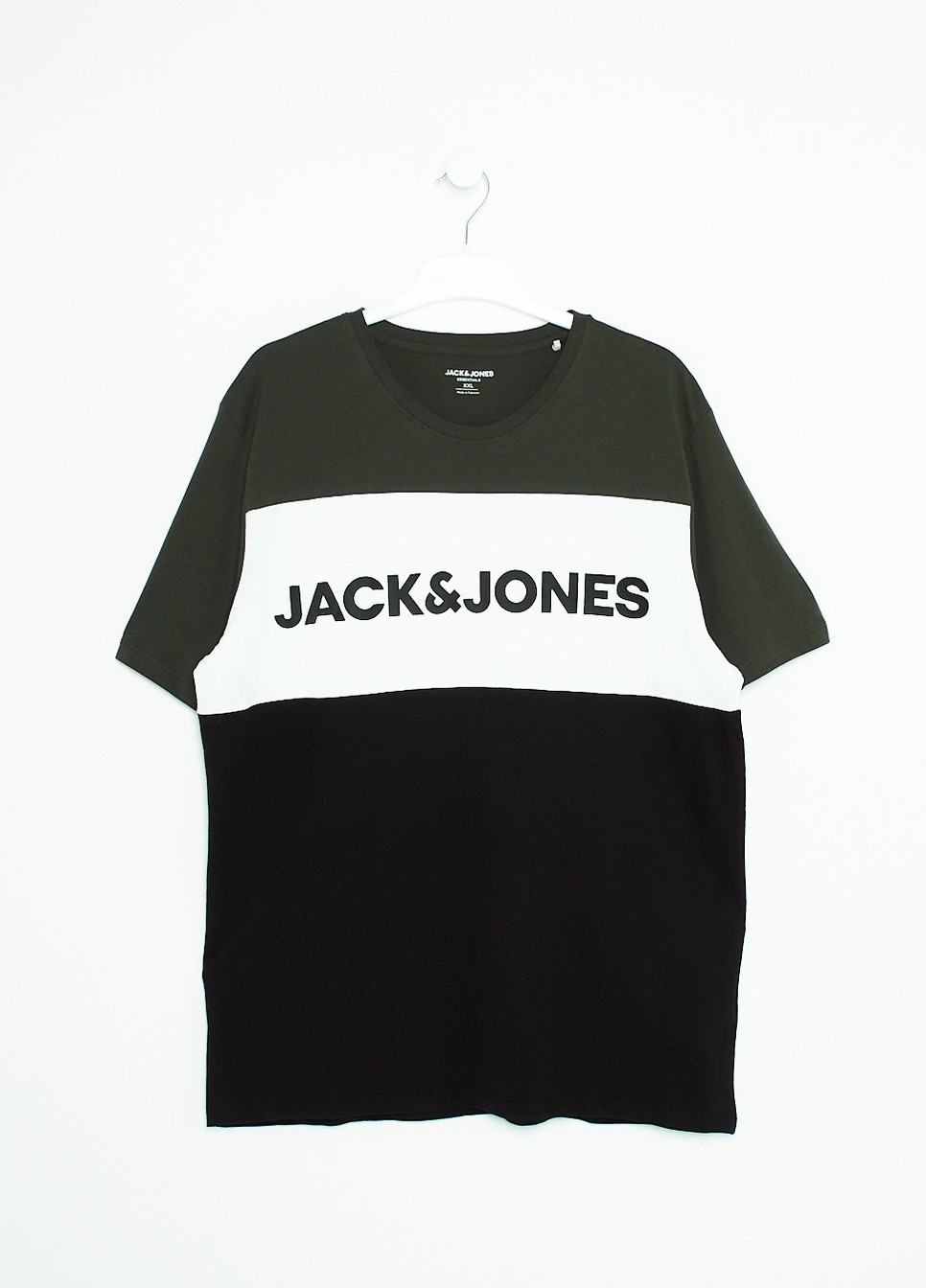 Комбінована футболка,болотний-чорний-білий, JACK&JONES