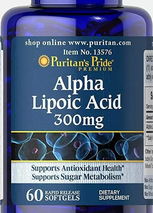 Puritan's Pride Alpha Lipoic Acid 300 mg 60 Softgels Puritans Pride (256724637)
