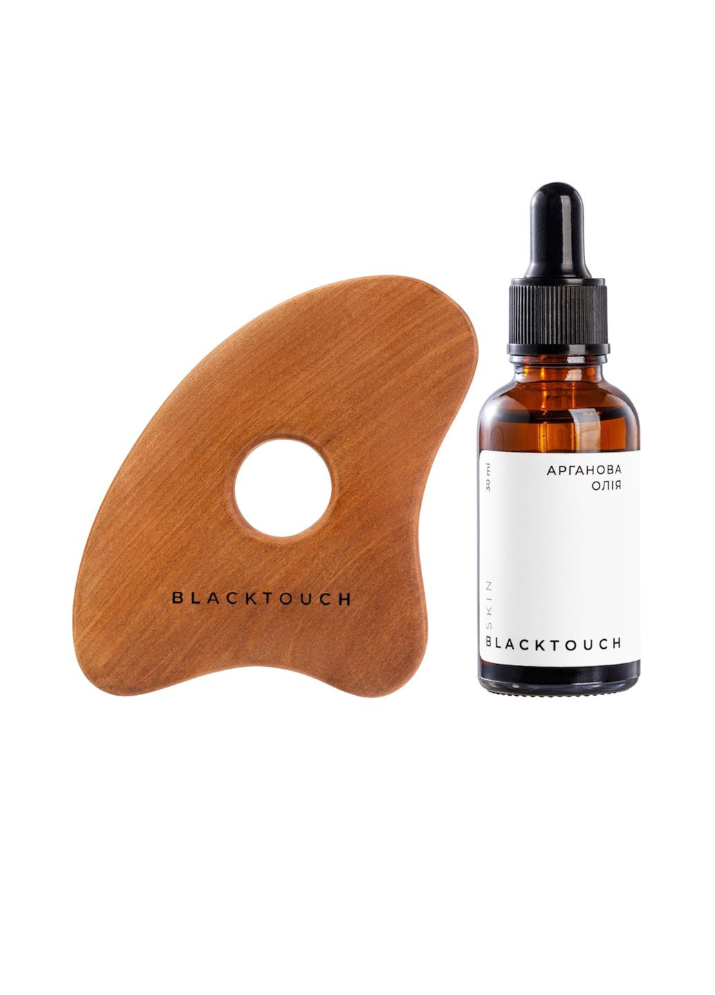 Комплект Дерев'яний шкребок Balance і Косметична олія BlackTouch (264299599)