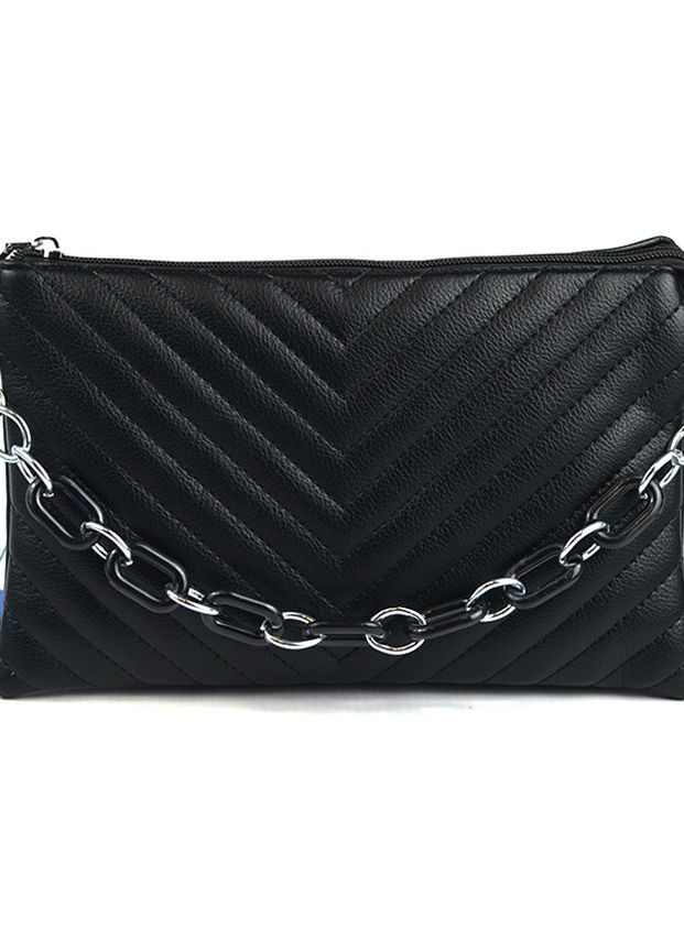 Сумка клатч жіноча класична на блискавці на довгому ремінці, маленька чорна сумочка через плече No Brand (266701157)