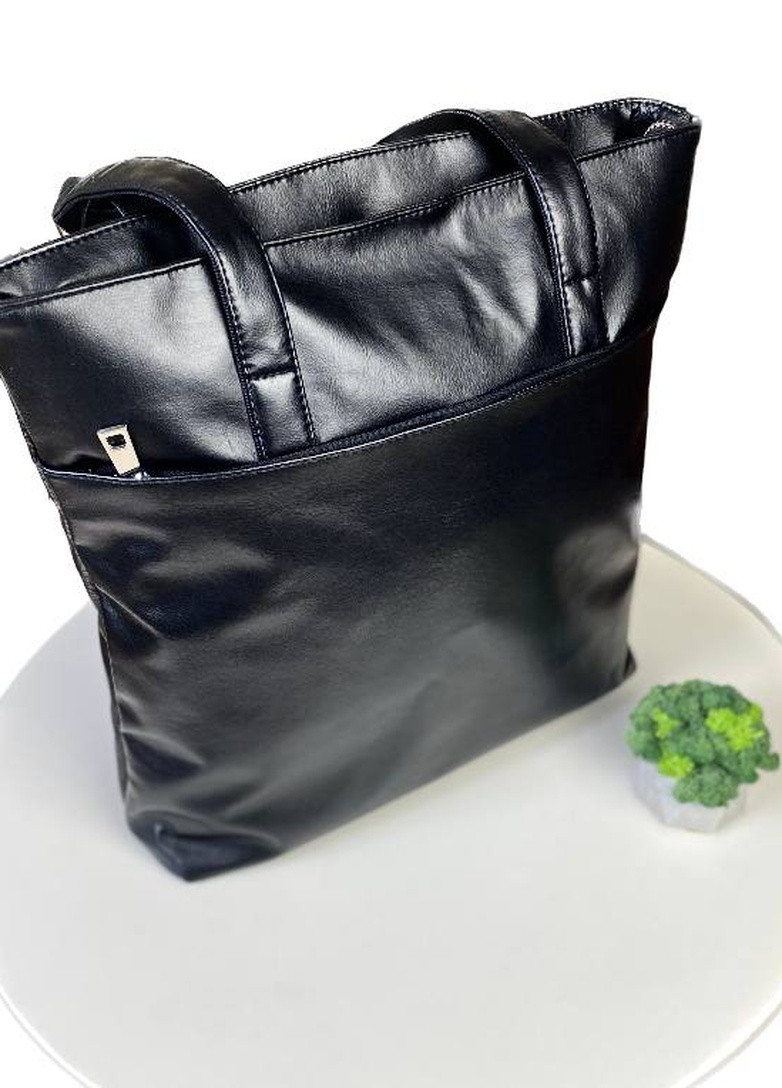 Жіноча чорна сумка шопер чорна екошкіра повсякденна універсальна SG (258402457)
