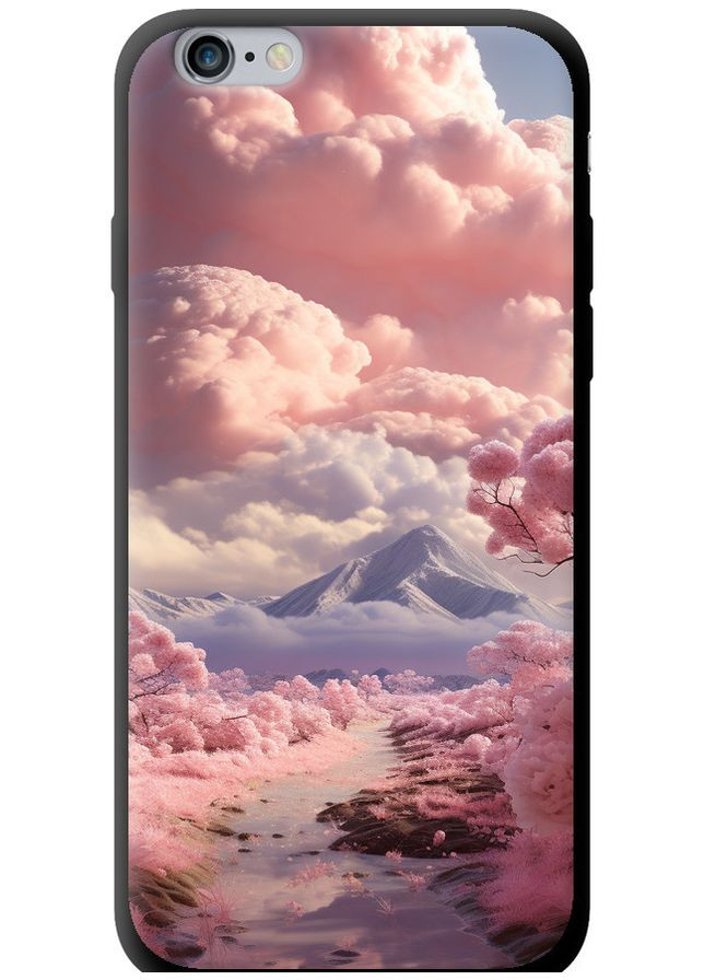 TPU чорний чохол 'Рожеві хмари' для Endorphone Apple iPhone 6 Plus (267237291)