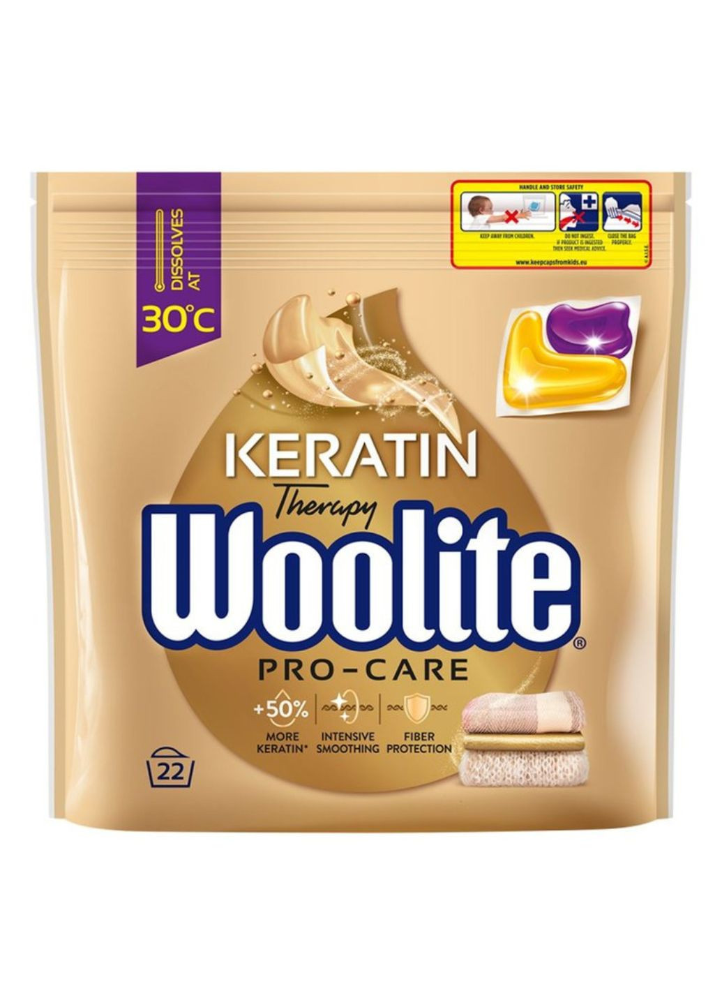 Універсальні капсули для прання з кератином Pro-Care Keratin Therapy 22шт Woolite (274084441)