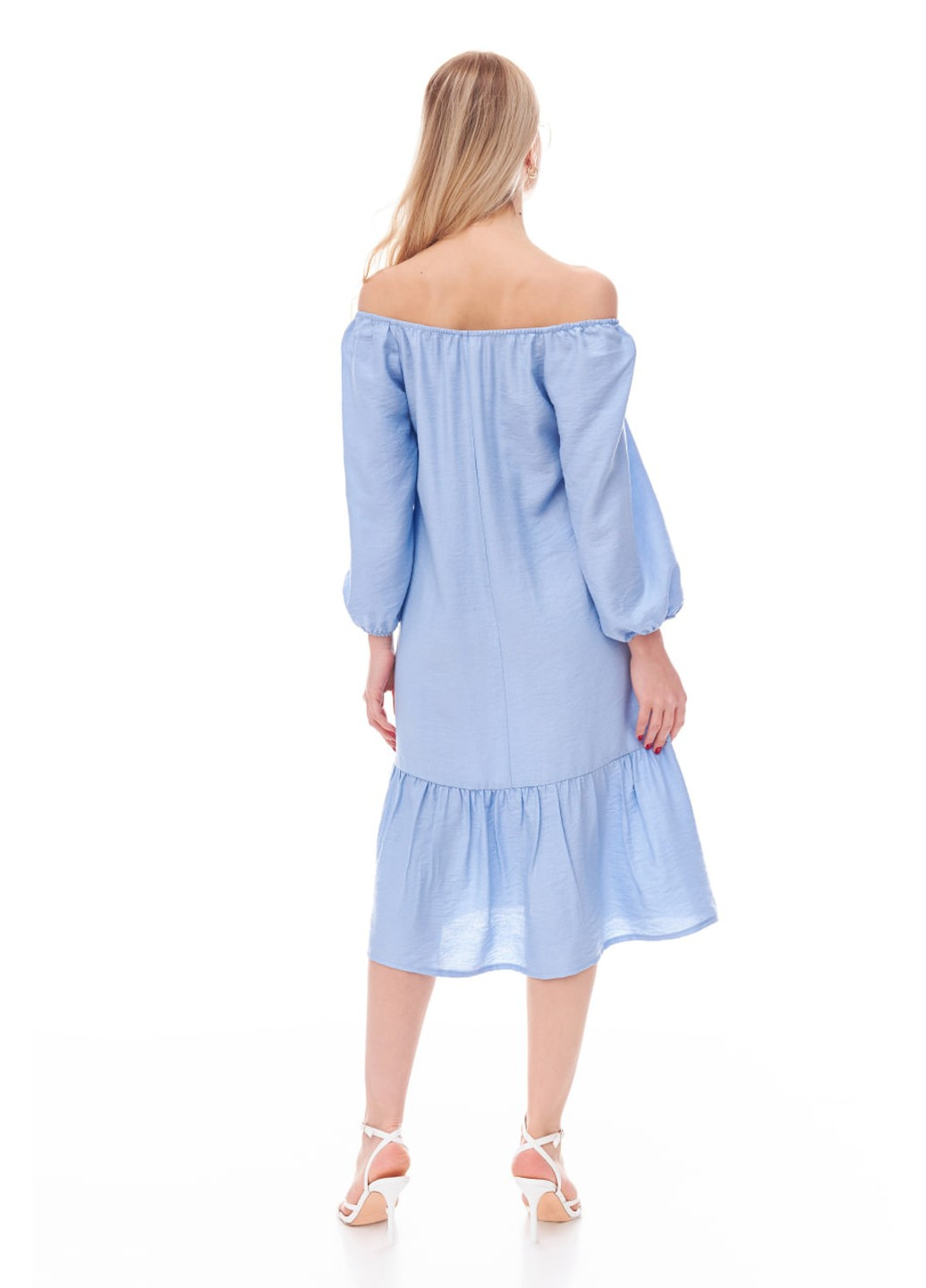Голубое лёгкое платье с длинным рукавом. цвет голубой Oona