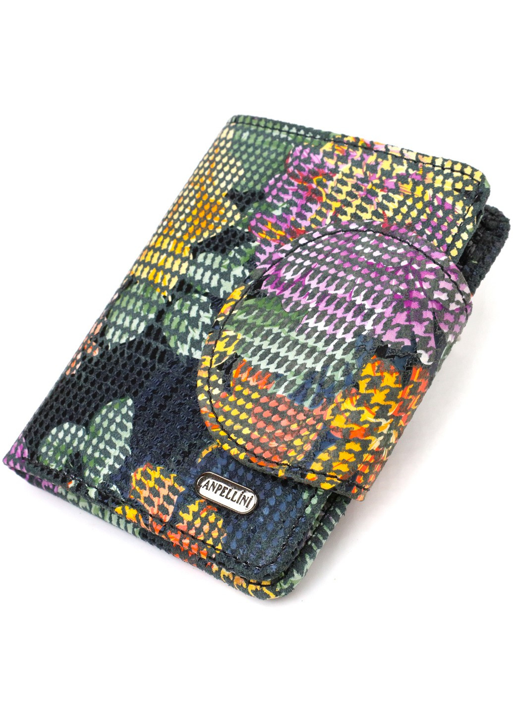 Оригинальное женское портмоне среднего размера из натуральной фактурной кожи 21804 Разноцветное Canpellini (259815834)