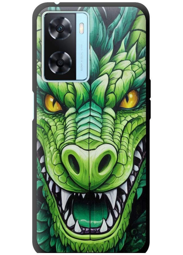 TPU черный чехол 'Зелёный дракон' для Endorphone Oppo A57s (275459949)