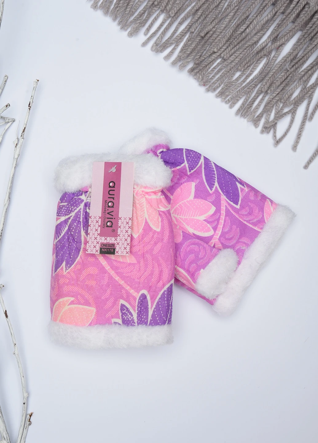 Митенки детские для девочки сиреневого цвета с принтом на 9-12 лет Let's Shop (256850222)