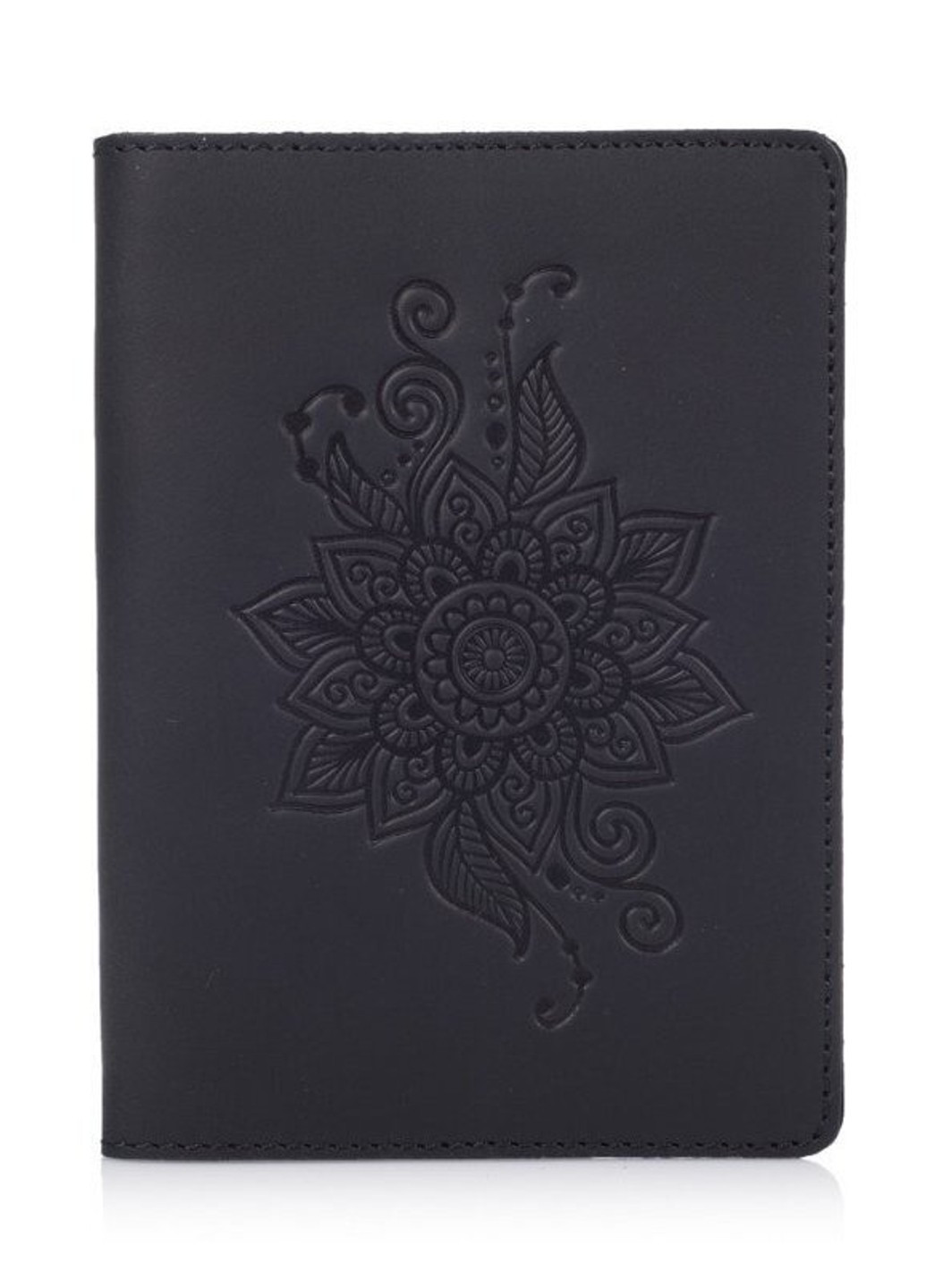 Обложка для паспорта из кожи HiArt PC-02 Mehendi Classic черная Черный Hi Art (268371238)