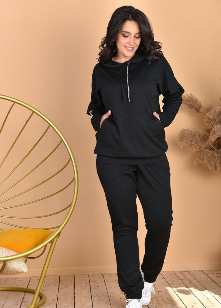 Женский трикотажный спортивный костюм черного цвета р.58/60 431845 New Trend (258706251)