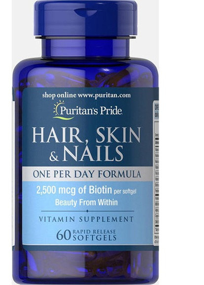 Puritan's Pride Hair, Skin & Nails One Per Day Formula 60 Softgels Puritans Pride (256724612)