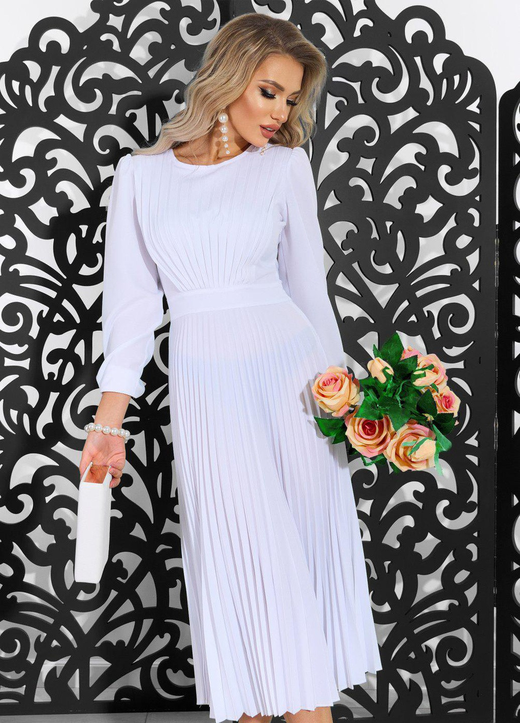 Белое сукнi норма ошатна біла сукня пліссе (5528) Lemanta