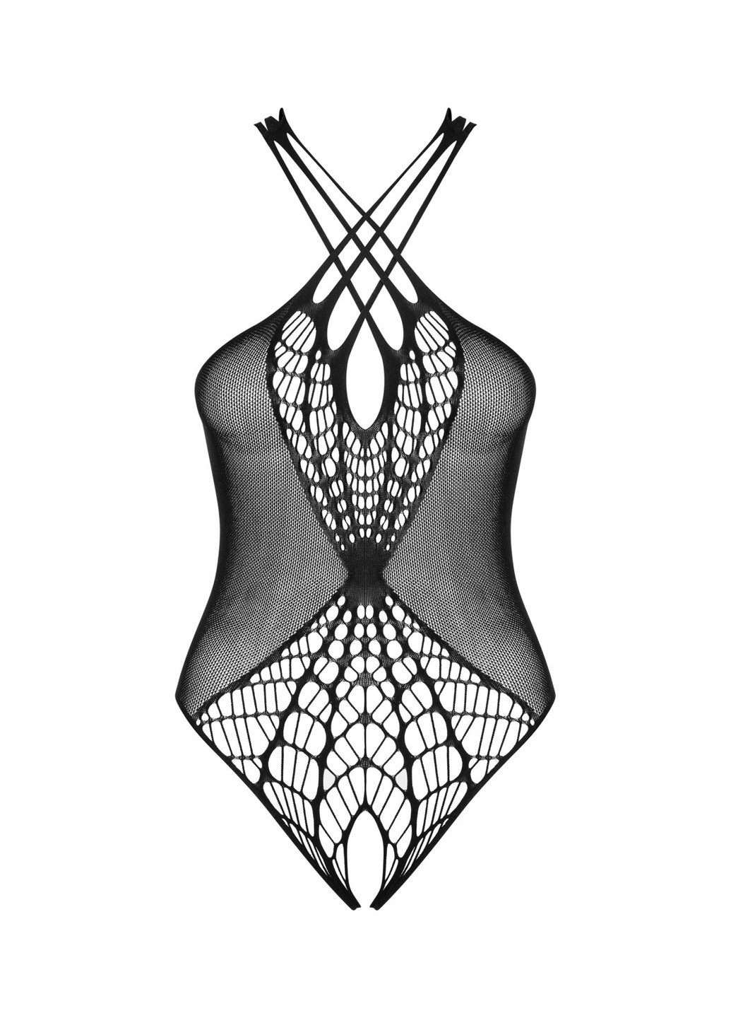 Бодистокинг с крупной и мелкой сеткой B118 teddy S/M/L, черный, с доступом Obsessive (271991822)