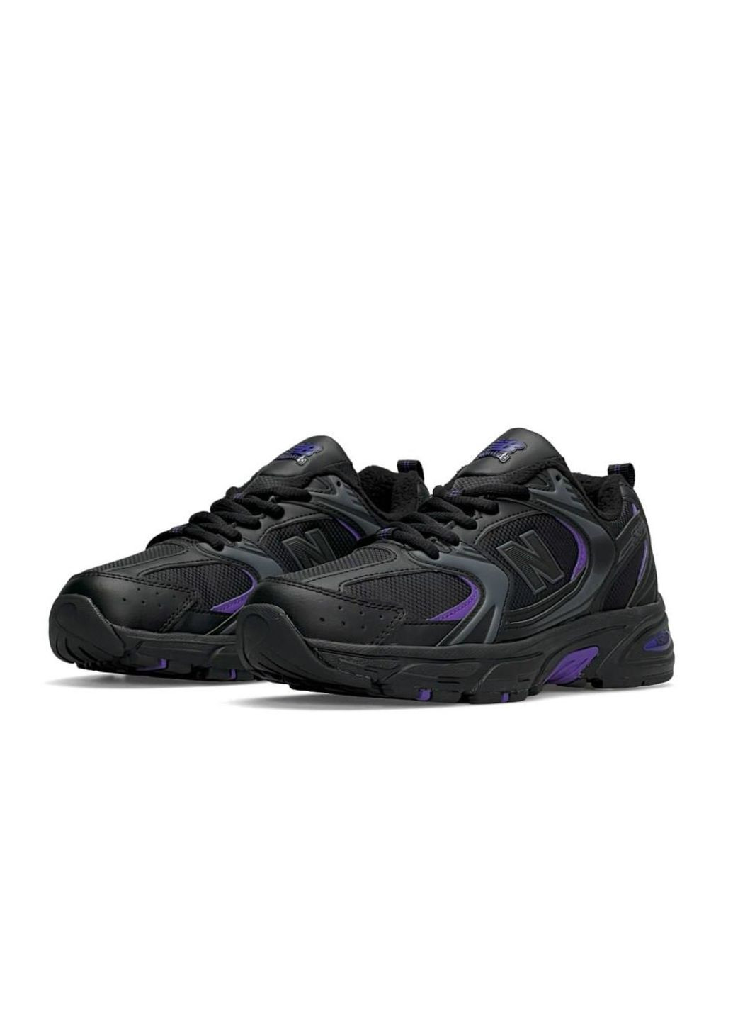 Черные демисезонные кроссовки женские, вьетнам New Balance 530 Fleece Termo Black Purple