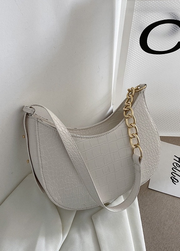 Женская сумочка багет рептилия белая No Brand (259294536)