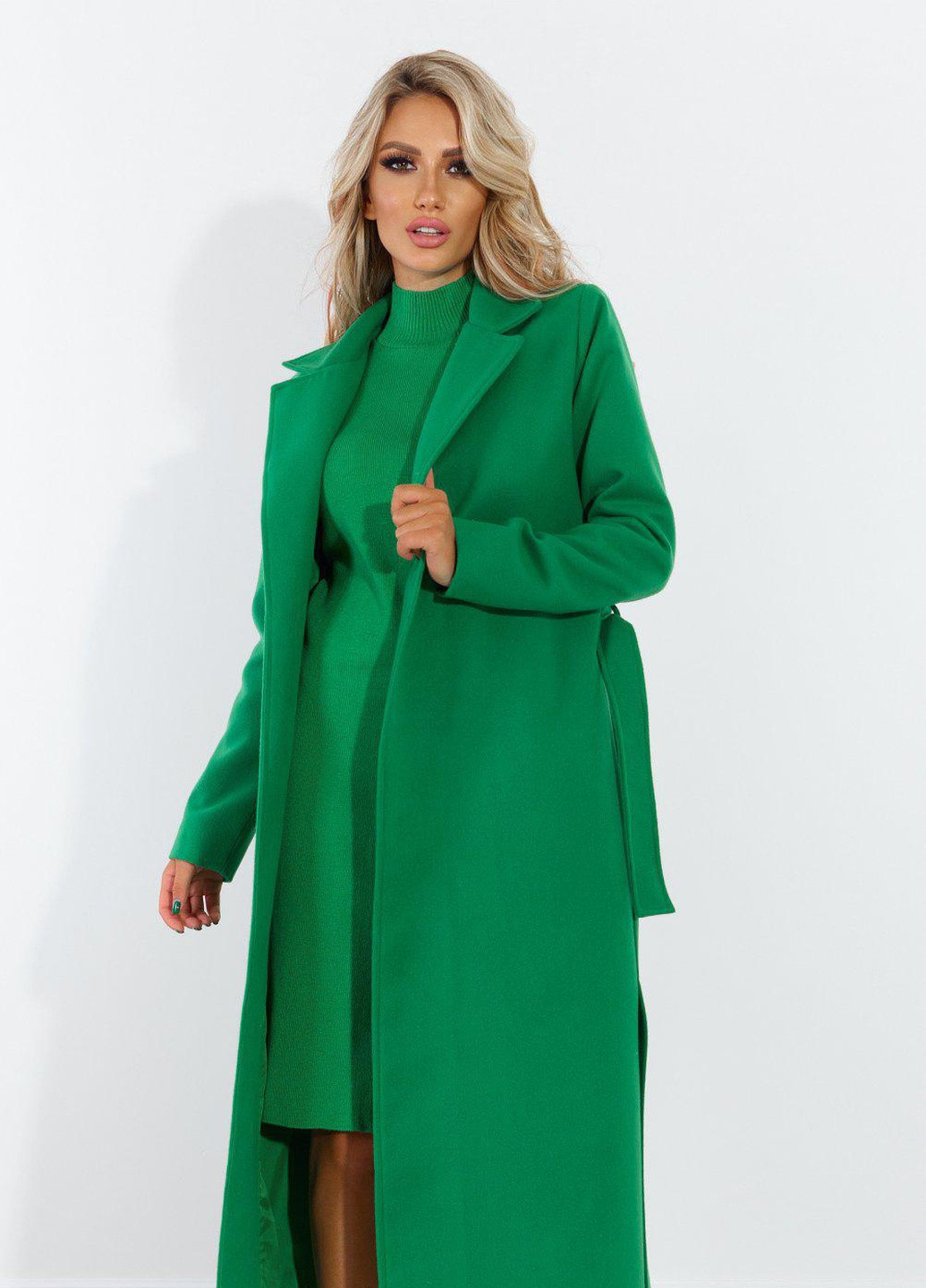 Зеленое Жіночий верхній одяг Кашемірове пальто з розрізами (5299)110062-8 Lemanta